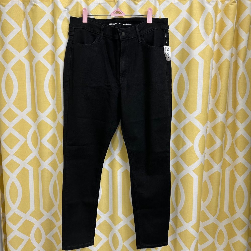 NWT Old Navy Black High Rise Super Skinny Ankle Jeans 12